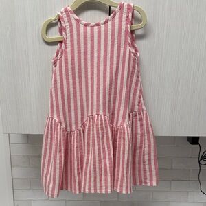 Zara Pink and White Striped Casual Kids Dress
